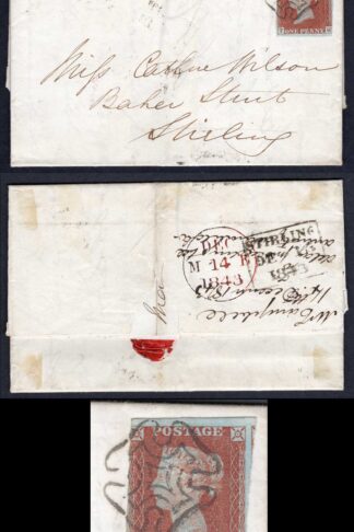 1841 Penny Red (TH) 2 Margin Superb Scottish Cross on cover from Edinburgh