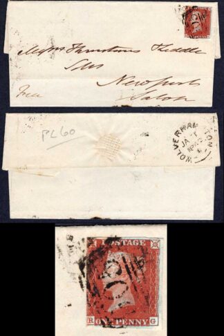 1841 Penny Red (RG) 3 margin on cover from Wolverhampton