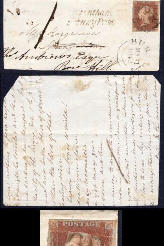 1841 Penny Red (CC) on large piece with Marsden UDC
