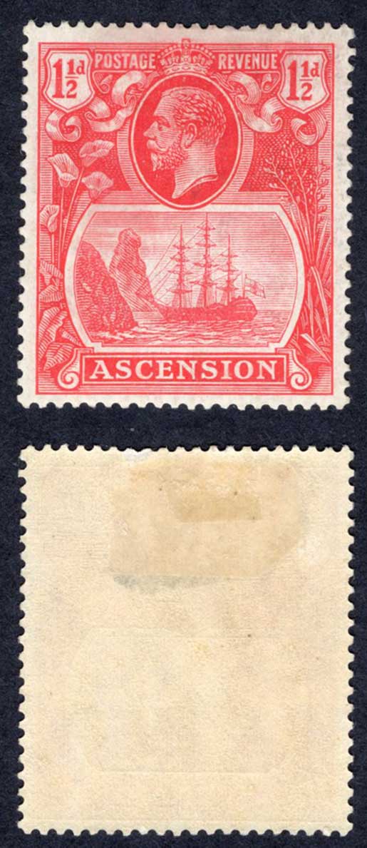 Ascension SG12 1 1/2d Rose-red Badge of Helena M/M Cat 12 pounds