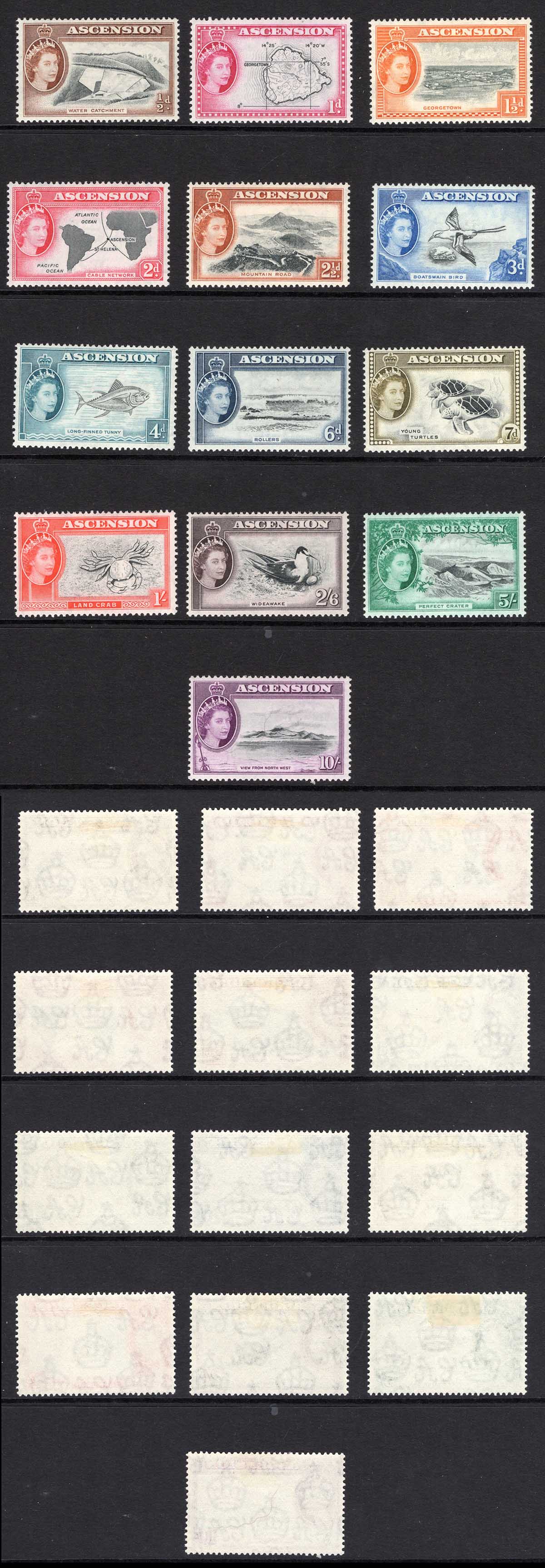 Ascension SG57/69 1956 Set of 13 M/M Cat 160 pounds