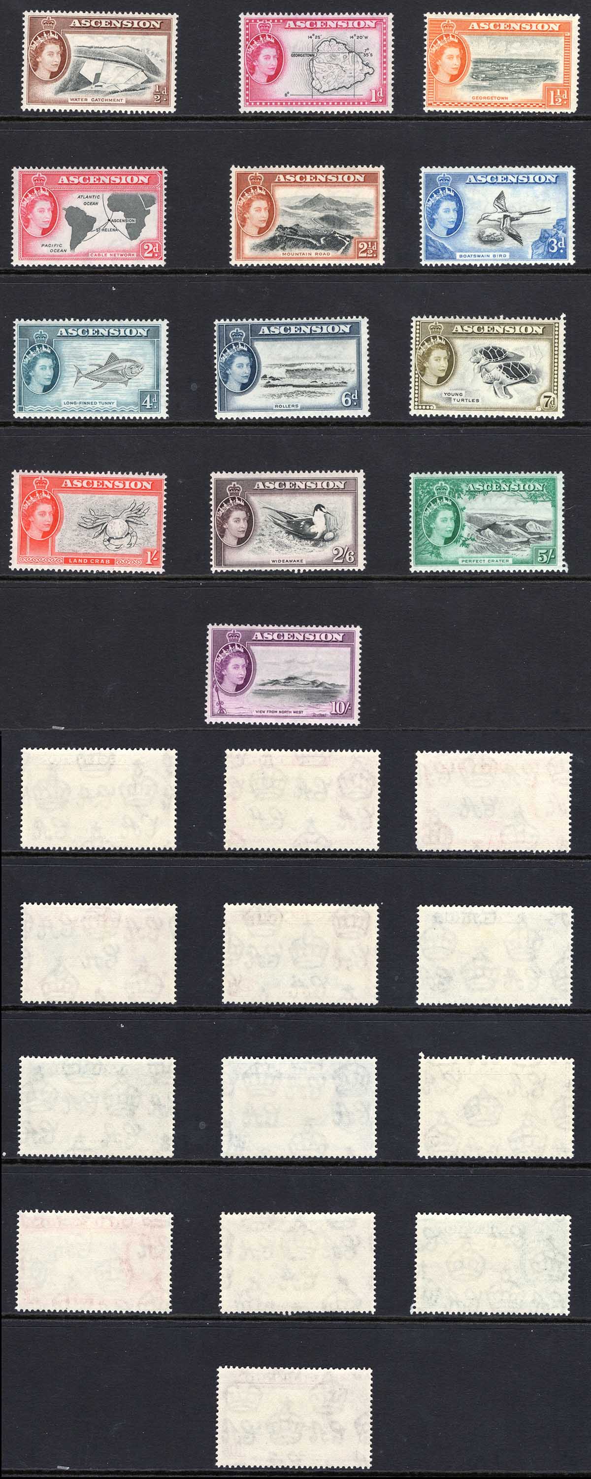 Ascension SG57/69 1956 Set of 13 U/M Cat 160 pounds