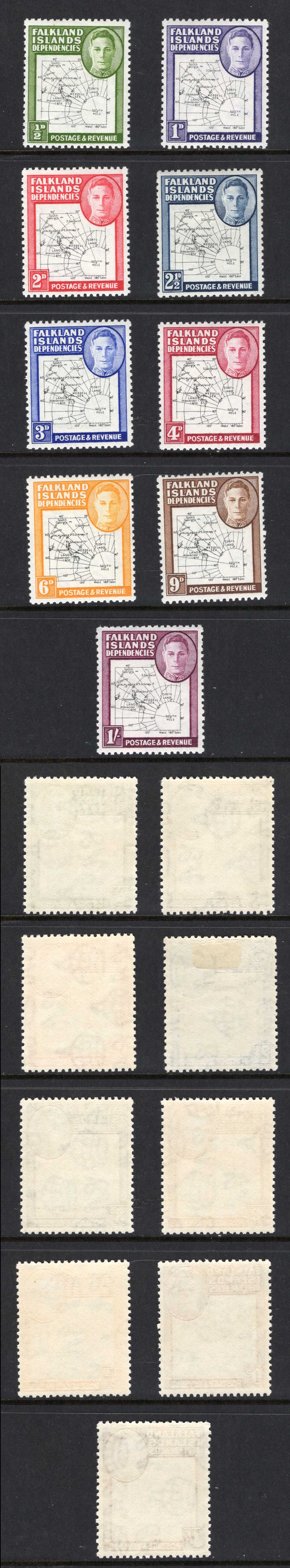 Falkland Dep SGG9/G16 Thin Map Set of 9 M/M Cat 90 pounds