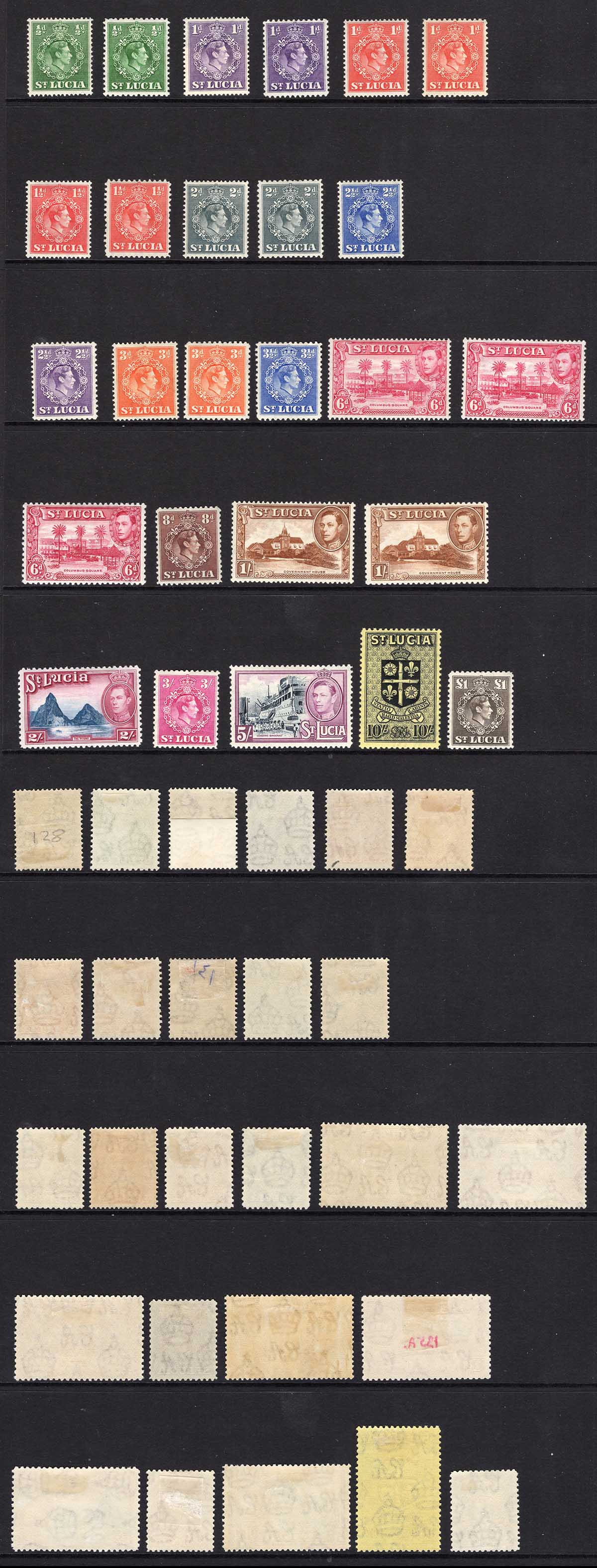 St Lucia SG128/41 All the perfs (except 2 1/2d perf 12.5) M/M Cat 184.15 pounds