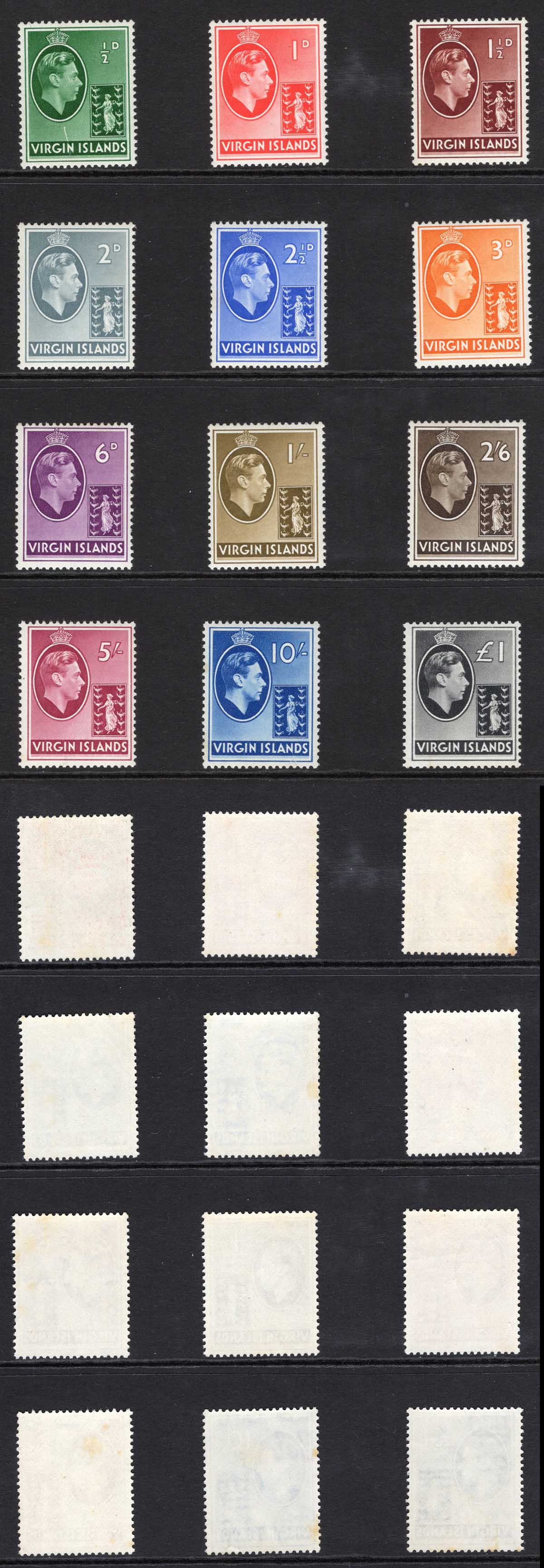 Virgin Is SG110a/21 Set of 12 U/M (some toning) M/M Cat 80 pounds