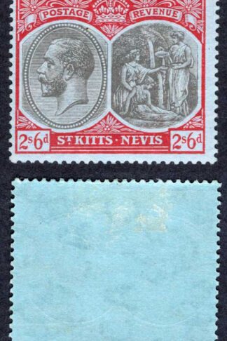 St Kitts SG33x 2/6 wmk Sideways reversed M/M Cat 350 pounds