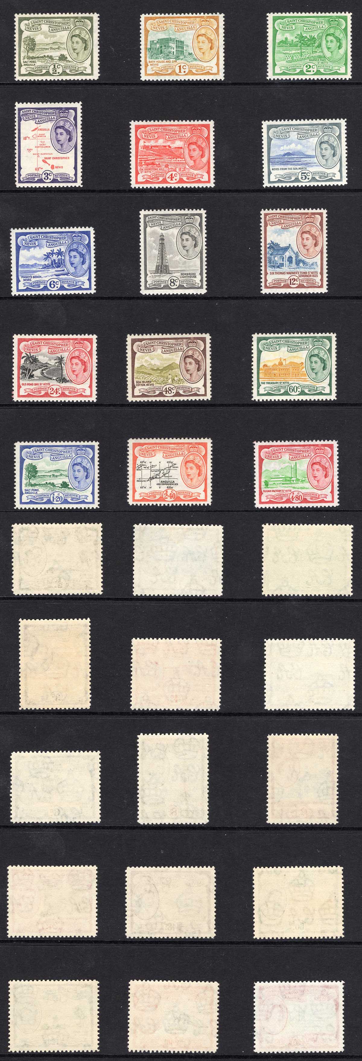 St Kitts Nevis SG106a/118 Set of 15 U/M Cat 95 pounds