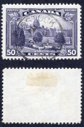 Canada SG350a 50c with Major Re-entry toned perf Cat 100 pounds