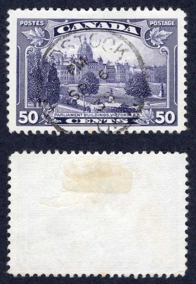 Canada SG350a 50c with Major Re-entry toned perf Cat 100 pounds