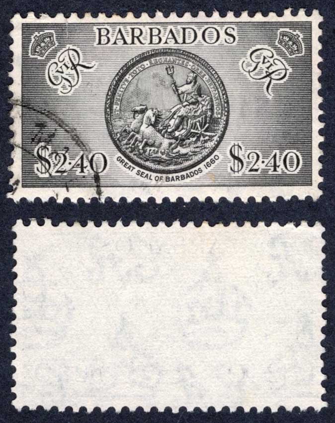 Barbados SG282 2.40 Black used Cat 42 pounds