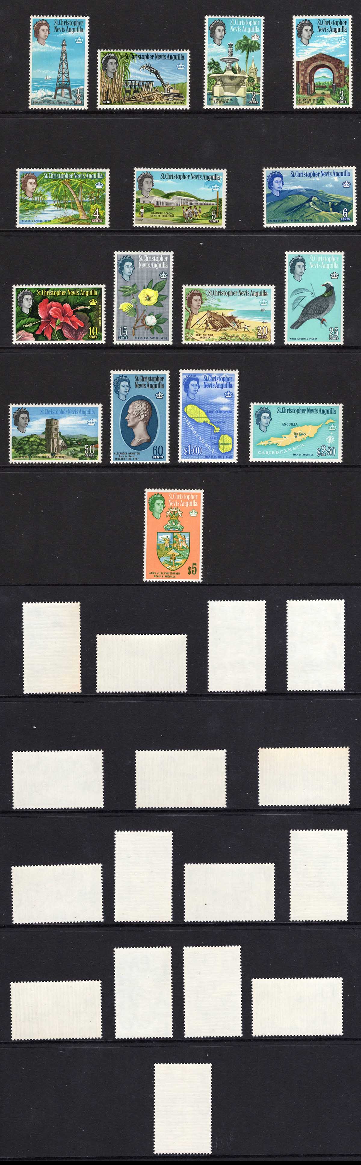 St Kitts Nevis SG129/44 Set of 16 U/M Cat 45 pounds
