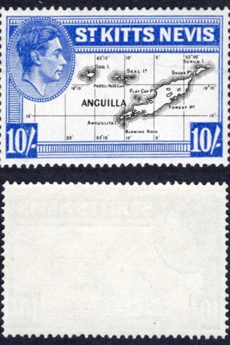 St Kitts Nevis SG77e KGVI 10/- U/M Cat 20 pounds