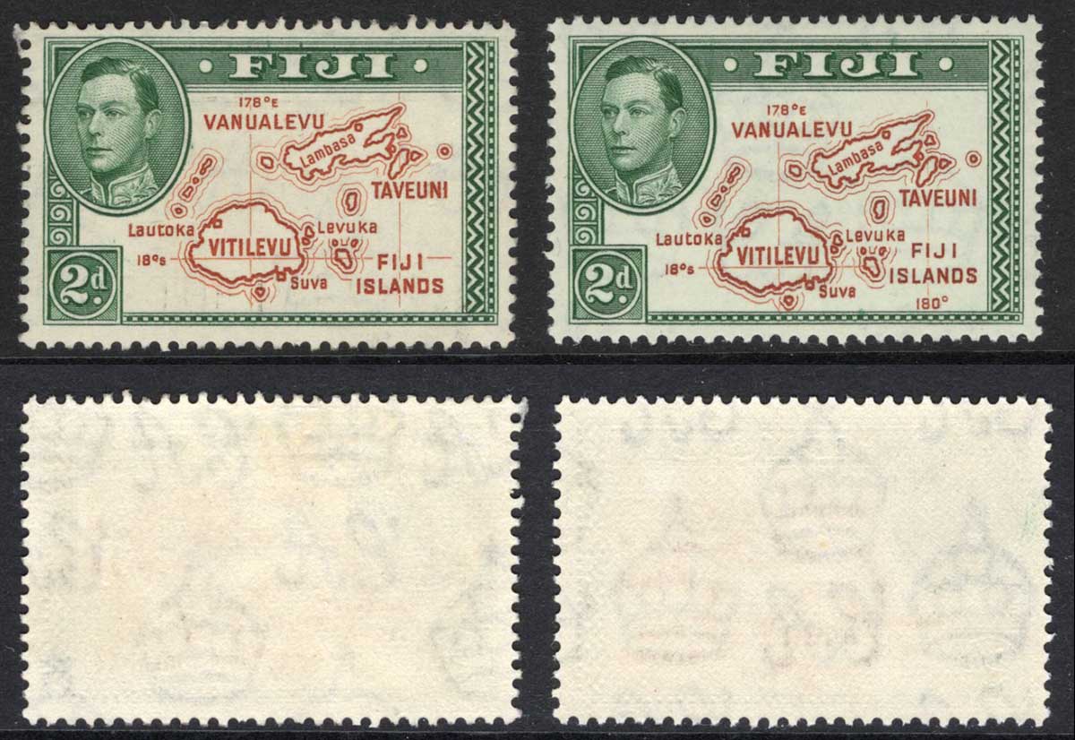Fiji SG253/4 2d Brown and Green Die 1 and 2 M/M Cat 71 pounds
