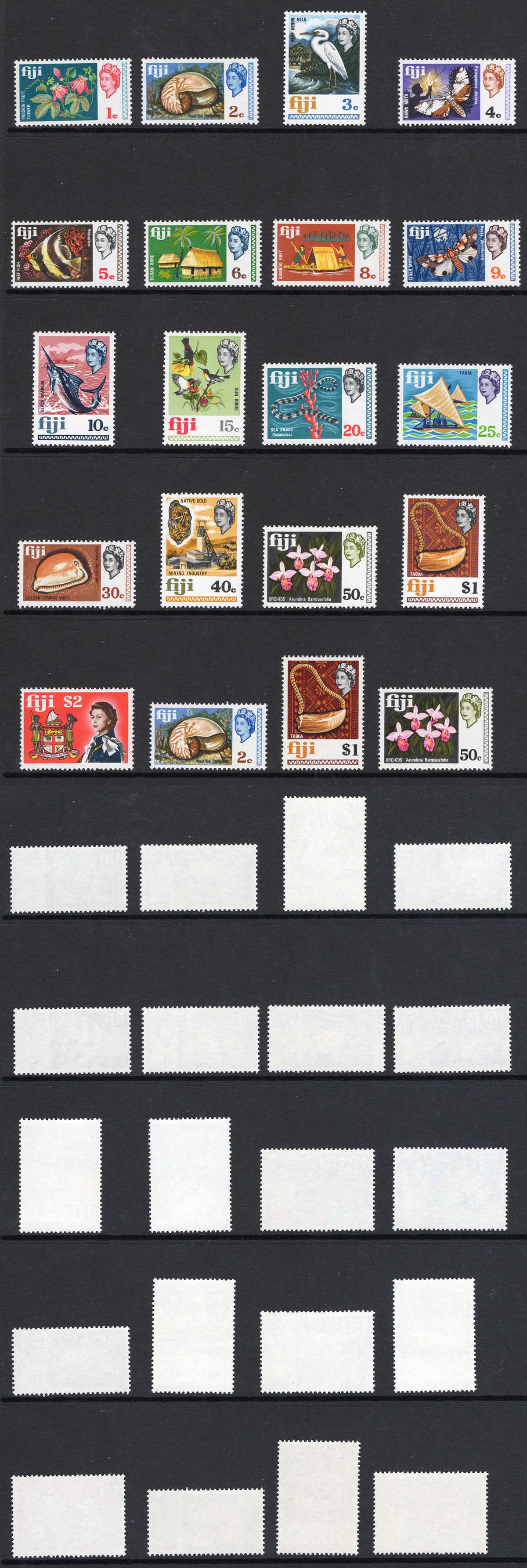 Fiji SG391/407 Set plus the Glazed paper values U/M Cat 49 pounds