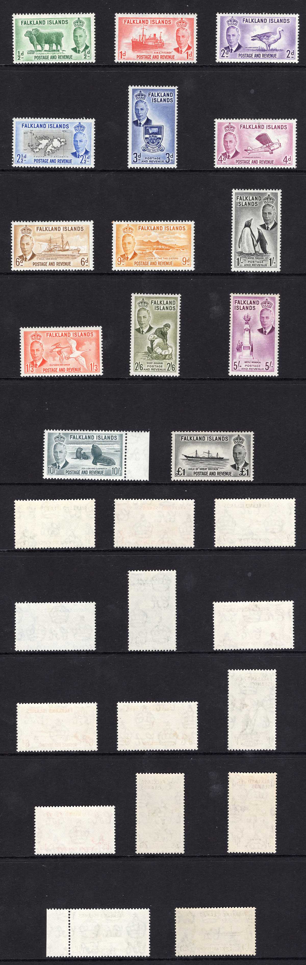 Falkland Is SG172/85 1952 Set of 14 Fine M/M Cat 190 pounds