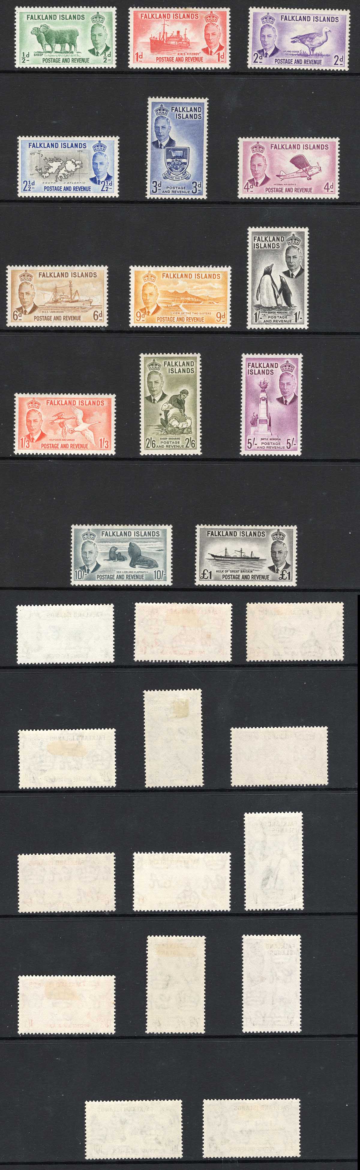 Falkland Is SG172/85 1952 Set of 14 M/M Cat 190 pounds