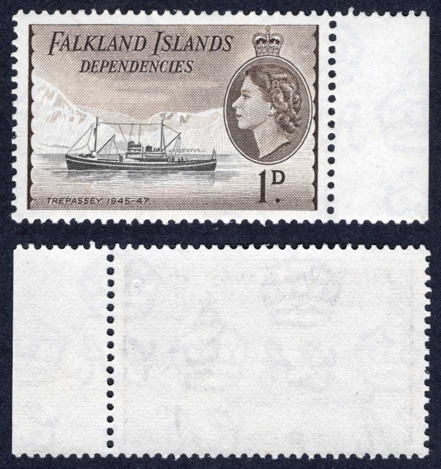 Falkland Is Dep SGG27 1d Black and Sepia DLR U/M Cat 20 pounds