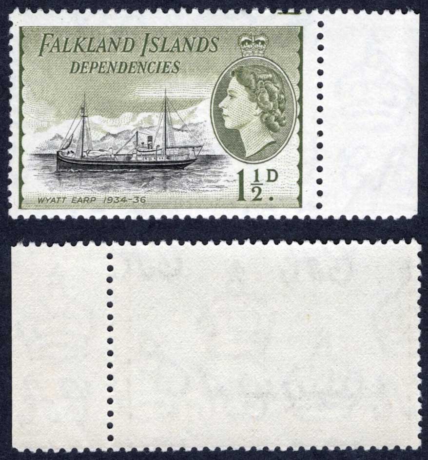 Falkland Is Dep SGG28 1 1/2d Black and Yellow-olive DLR U/M Cat 13 pounds