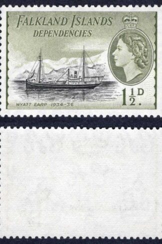 Falkland Is Dep SGG28 1 1/2d Black and Yellow-olive DLR U/M Cat 13 pounds