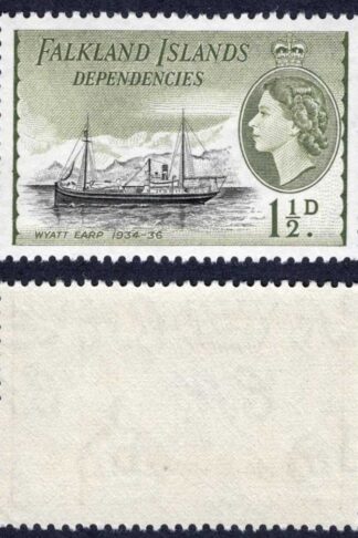 Falkland Is Dep SGG28 1 1/2d Black and Yellow-olive DLR U/M Cat 13 pounds