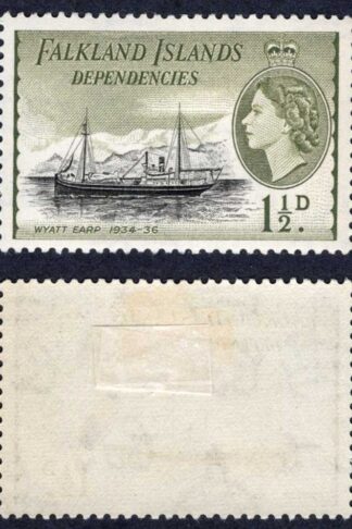 Falkland Is Dep SGG28 1 1/2d Black and Yellow-olive DLR U/M Cat 13 pounds
