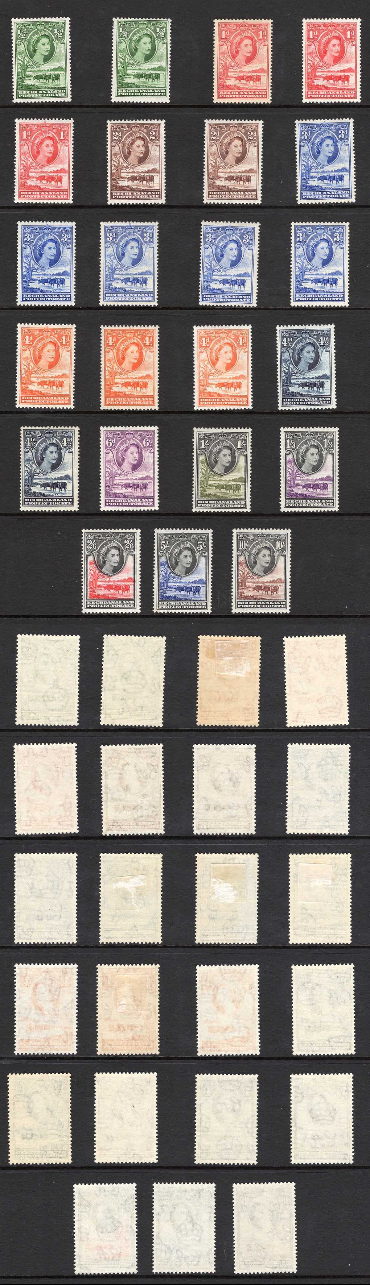 Bechuanaland SG143/53 plus loads of shades U/M Cat 100+++++ pounds