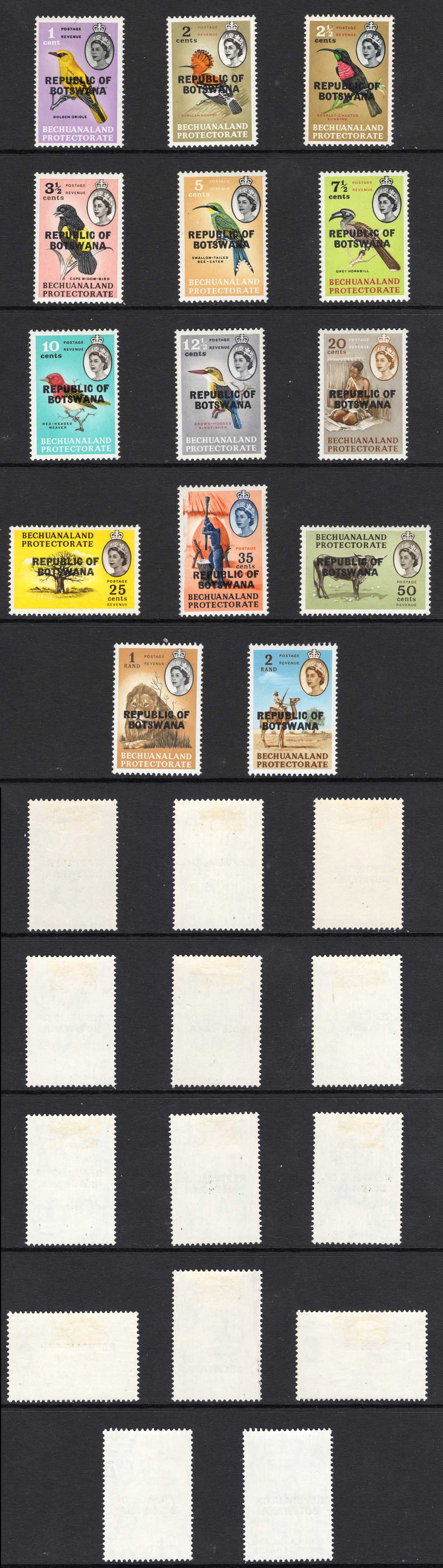 Botswana SG206/19 Set of 14 M/M Cat 17 pounds