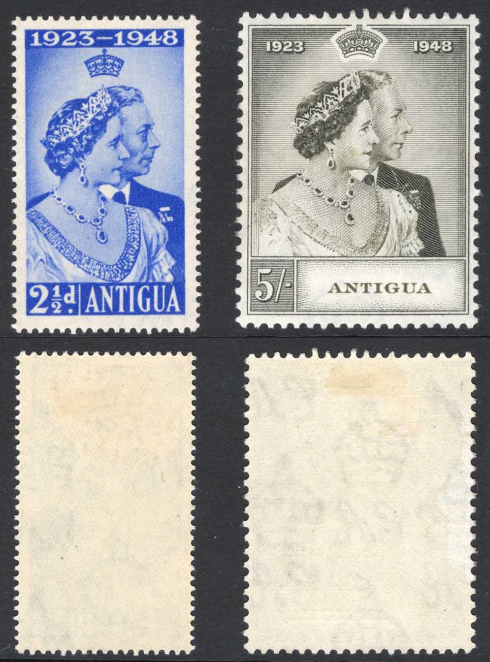 Antigua SG112/3 1948 Silver Wedding M/M Cat 26 pounds