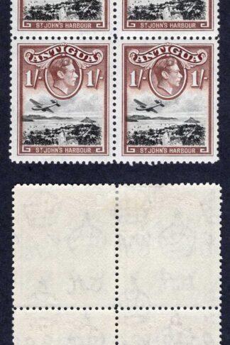 Antigua SG105 KGVI 1/- Black and Brown 2 x U/M Cat 32 pounds