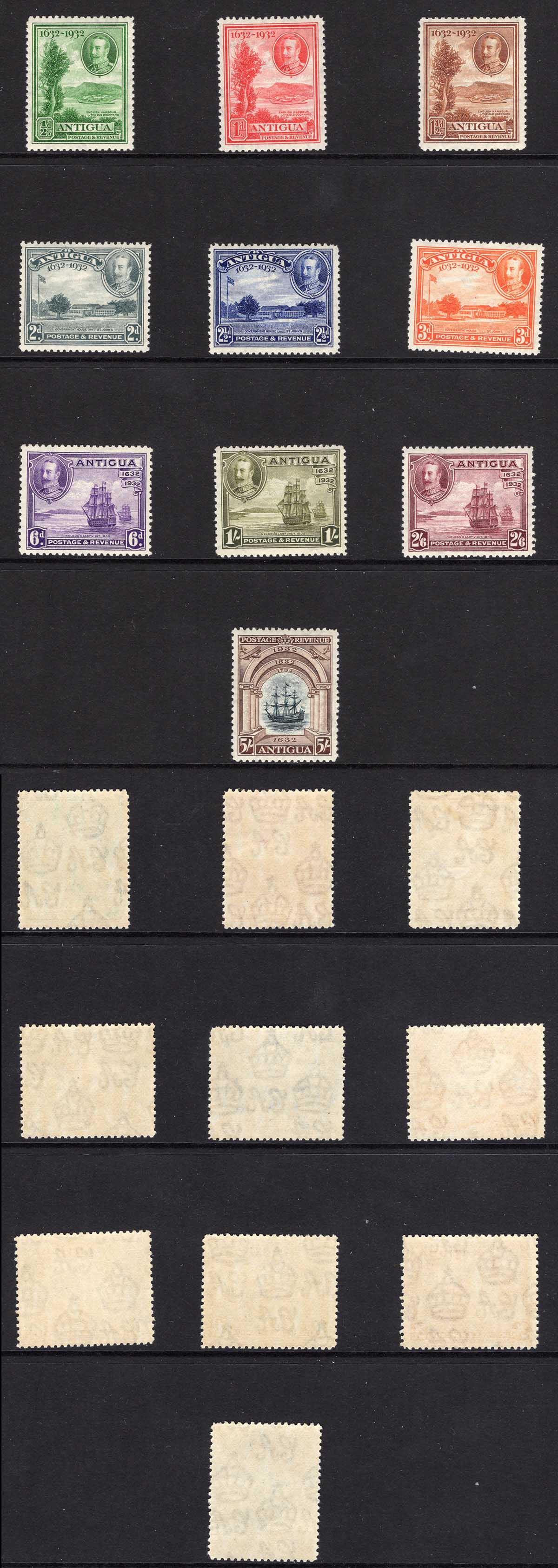 Antigua SG81/90 1932 Tercentenary Set M/M Cat 225 pounds