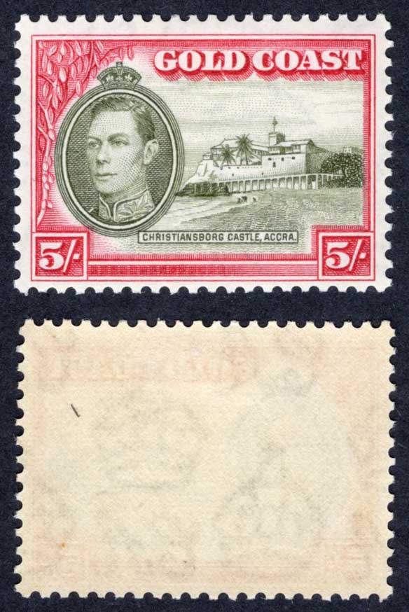 Gold Coast SG131 KGVI 5/- Perf 12 U/M Cat 110 pounds