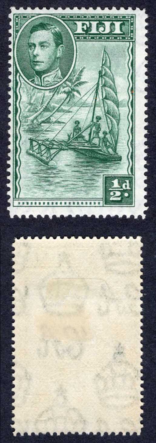 Fiji SG249a 1/2d Green Perf 14 M/M Cat 23 pounds