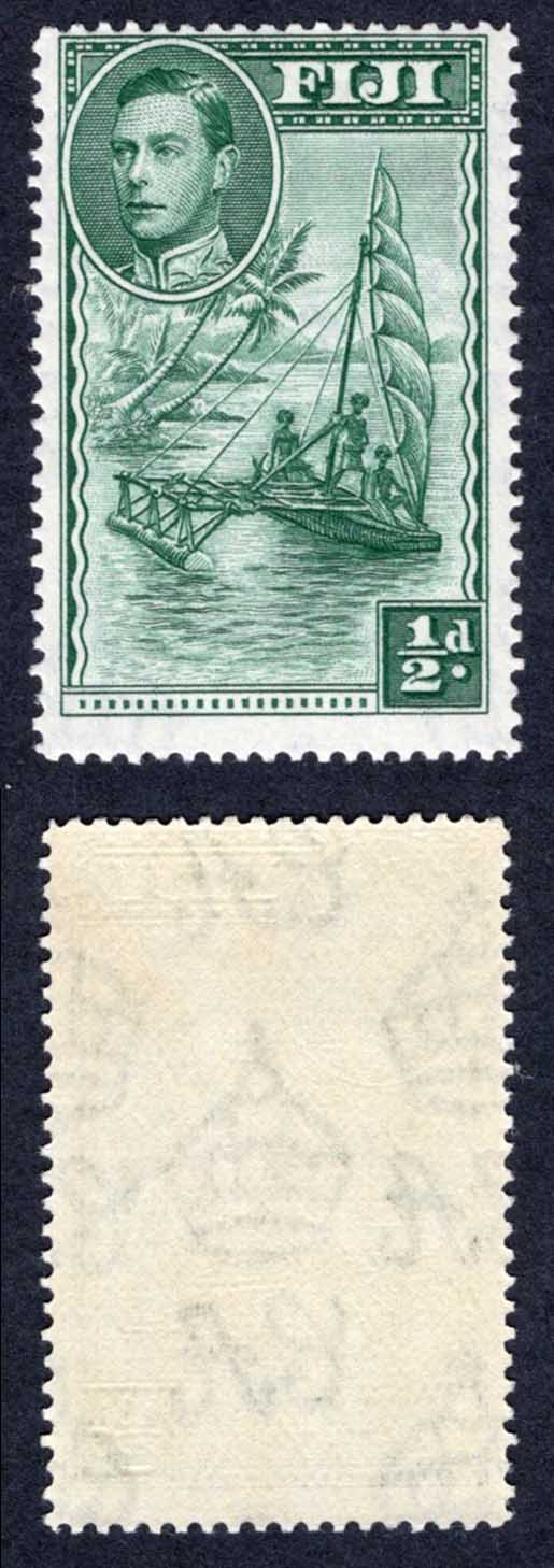 Fiji SG249a 1/2d Green Perf 14 U/M Cat 23 pounds