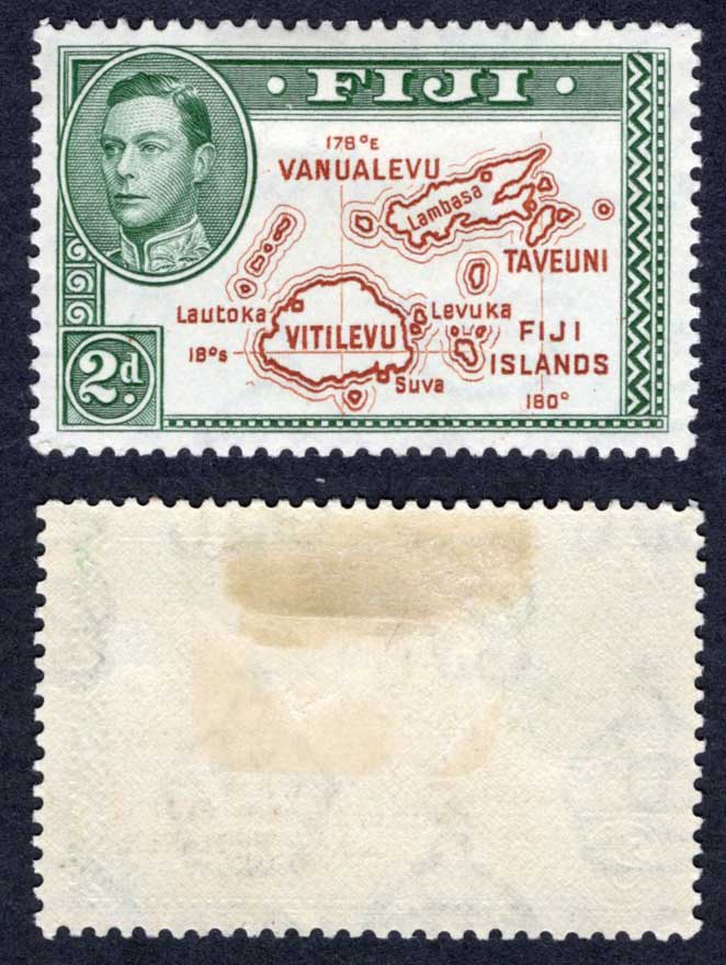 Fiji SG254 2d Brown and Green Die 2 M/M (hinge remainders) Cat 26 pounds