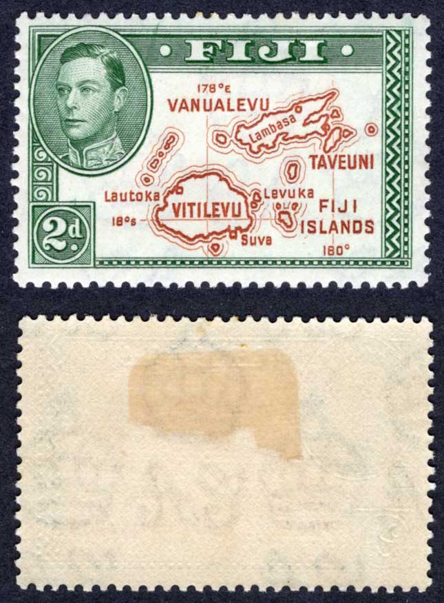 Fiji SG254 2d Brown and Green Die 2 M/M (hinge remainders) Cat 26 pounds