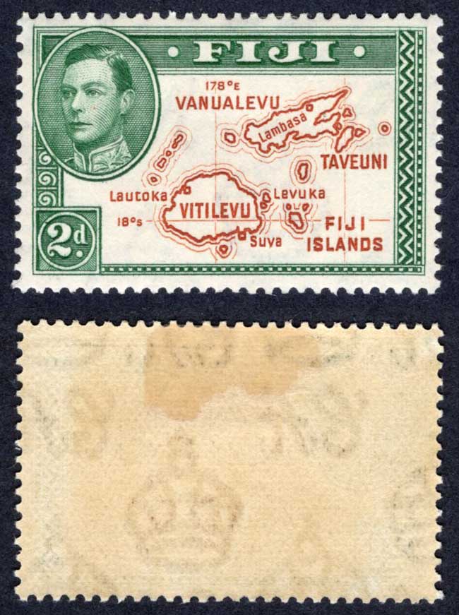 Fiji SG254 2d Brown and Green Die 2 M/M (hinge remainders) Cat 26 pounds