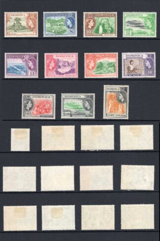 Dominica SG140/58 1954 Set of 19 M/M Cat 110 pounds