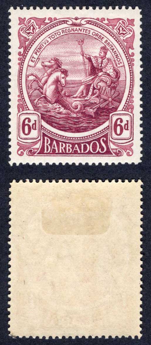 Barbados SG188 6d Purple M/M Cat 16 pounds