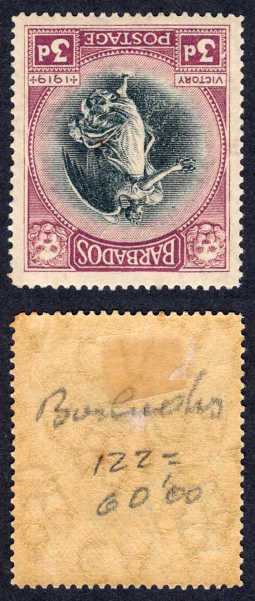 Barbados SG206w 3d Wmk Mult CA Inverted M/M (toned) Cat 35 pounds