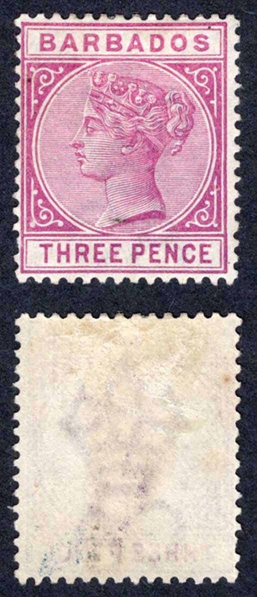 Barbados SG96 3d Reddish Purple M/M Cat 12 pounds
