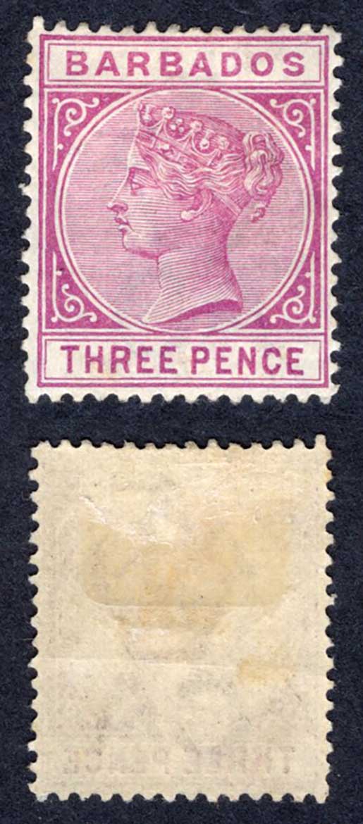 Barbados SG96 3d Reddish Purple M/M Cat 12 pounds