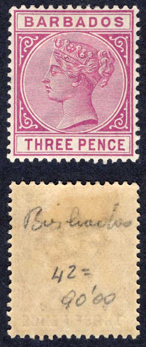 Barbados SG96 3d Reddish Purple M/M Cat 12 pounds