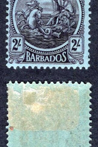 Barbados SG227 2/- Purple/blue M/M Cat 12 pounds