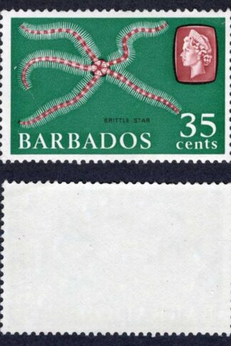Barbados SG352a 35c Chestnut and Deep Green U/M Cat 21 pounds