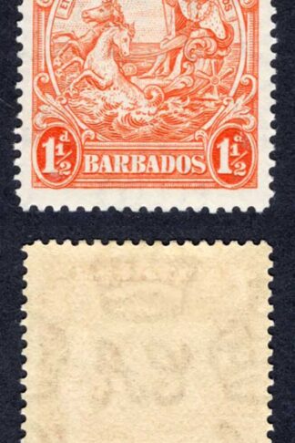 Barbados SG231d 1933 1 1/2d Orange Perf 14 M/M Cat 15 pounds