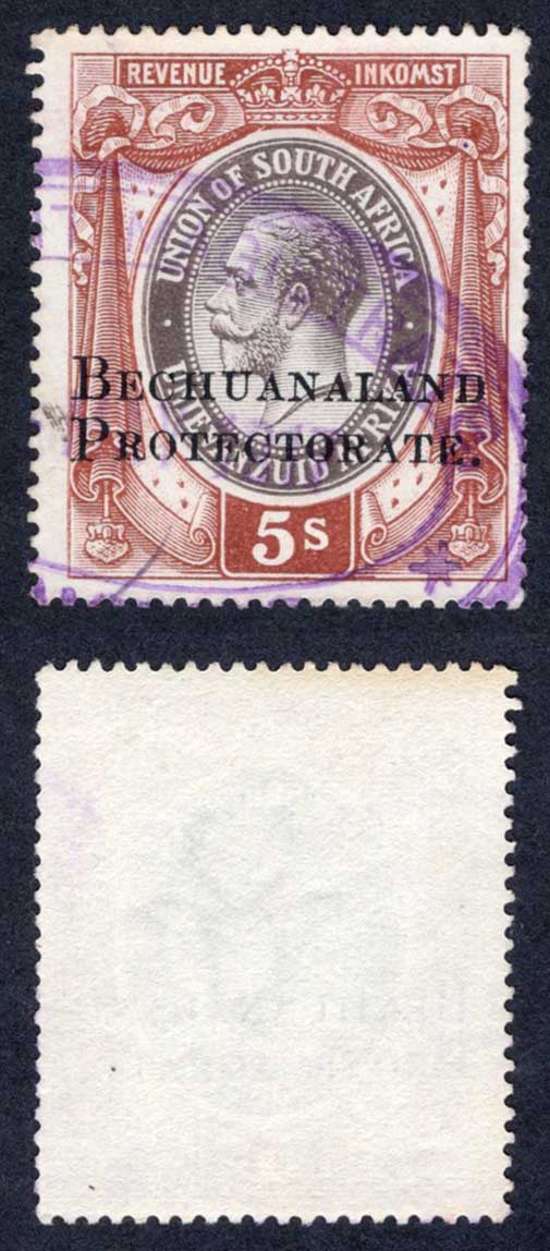 Bechuanaland BF46 5/- 2 line opt BF price 50 pounds