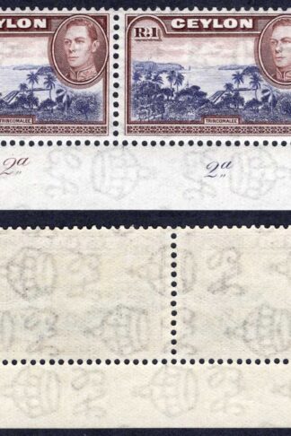 Ceylon SG395 1R Wmk Sideways Plate Pair Cat 52++ Pounds
