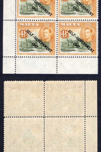 Malta SG241 4 1/2d Olive-green and Yellow-Brown Variety NT