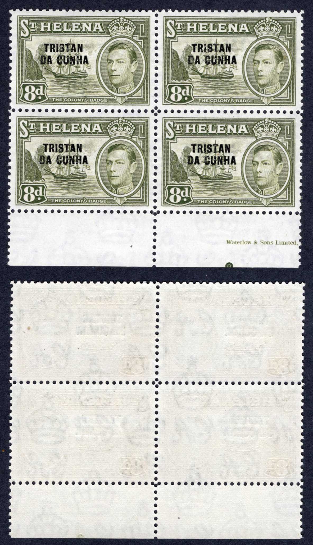 Tristan Da Cunha SG88d 8d Variety 9/2 Hammer Headed T U/M