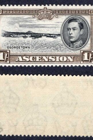 Ascension SG44a CW22a 1/- Perf 13 Re-entry at right M/M